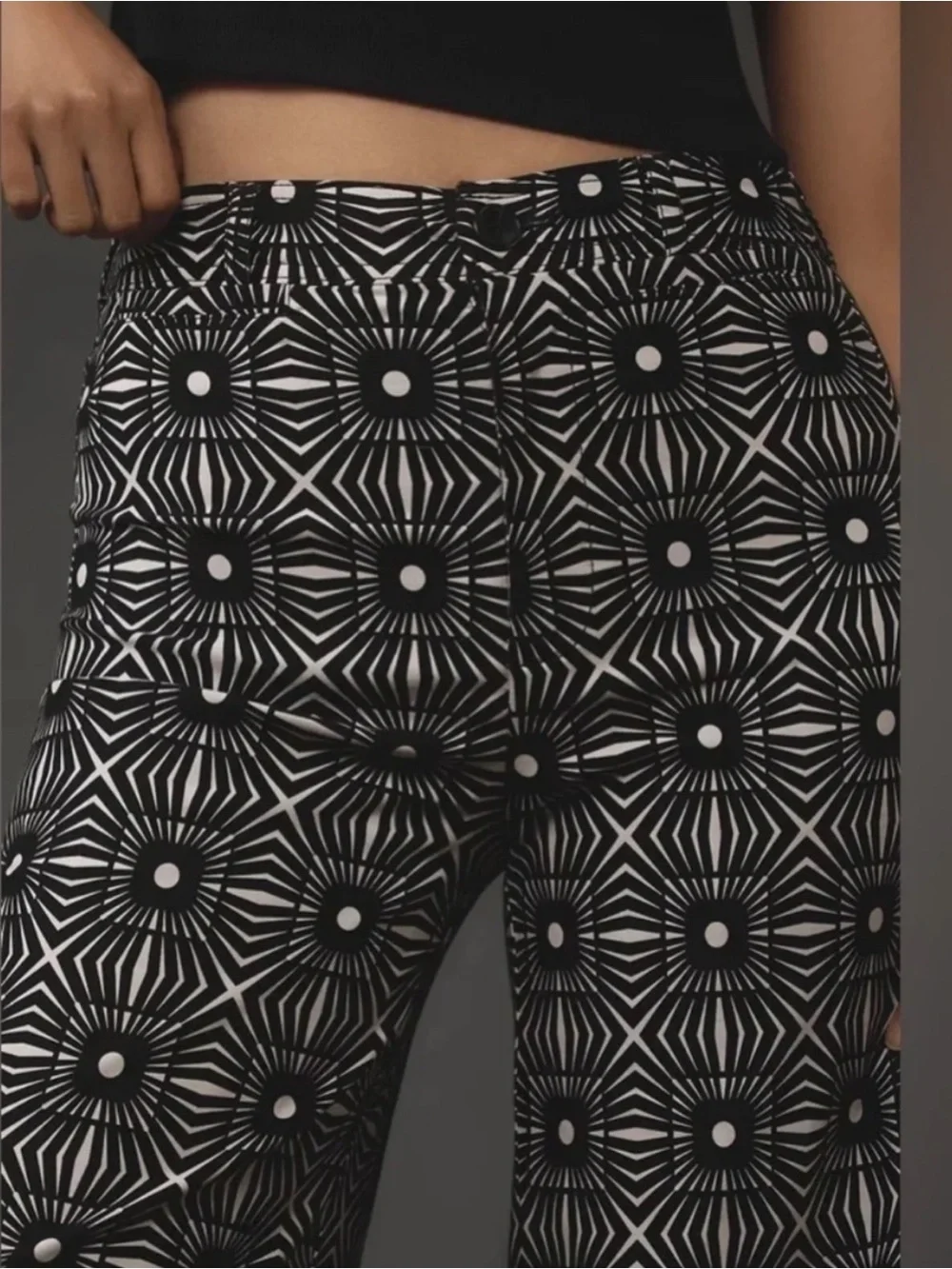 Anthropologie Maeve The Ettie High-Rise Crop Wide-Leg Pants In Geometric Print - Picture 1 of 16